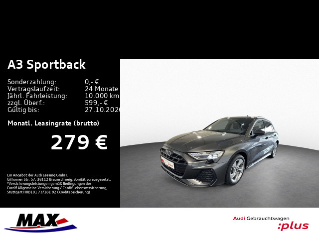 A3 Sportback 40 TFSI e S LINE LED+VCP+KAM+AHK+HUD