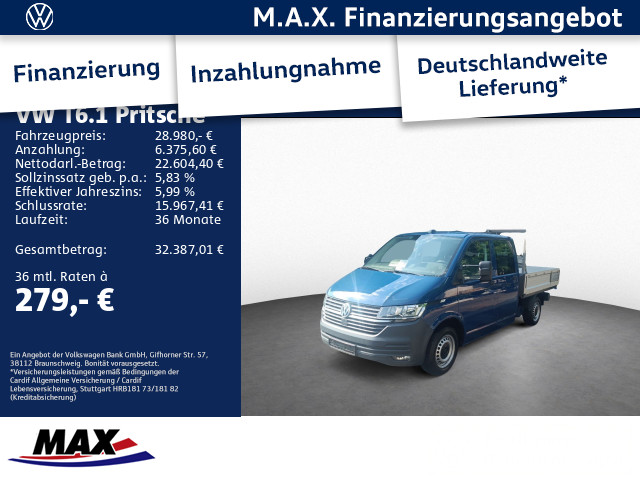 T6.1 Pritsche 4 MO DoKa*2.0 TDI*110 KW*Navi*AHK*Klima*