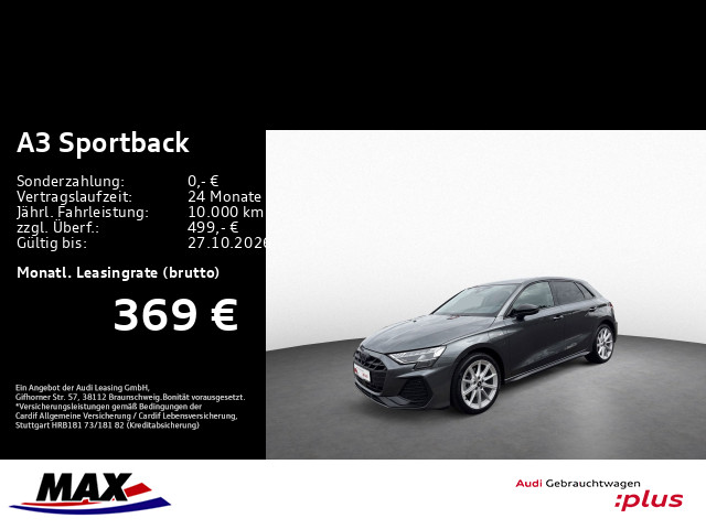 A3 Sportback 40 TFSI e S LINE MATRIX+PANO+HUD+KAM+SONOS+VCP
