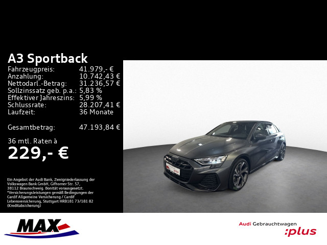 A3 Sportback 40 TFSI S LINE HUD+MATRIX+PANO+SONOS+AHK