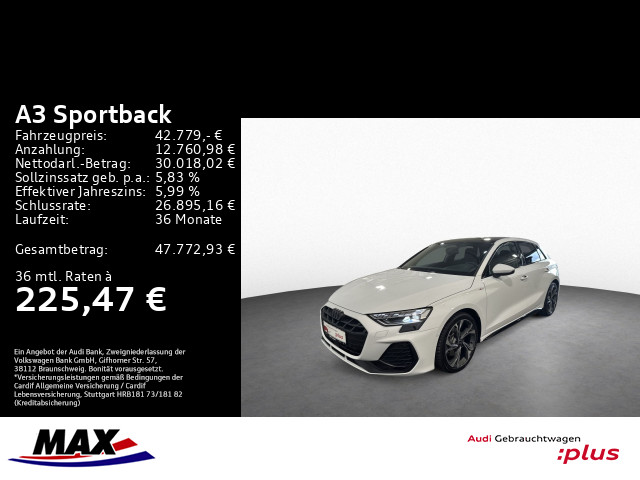 A3 Sportback 40 TFSI QU S LINE PANO+AHK+HUD+SONOS+MATRIX