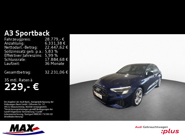 A3 Sportback 45 TFSI e S LINE MATRIX+PANO+OPTIK+