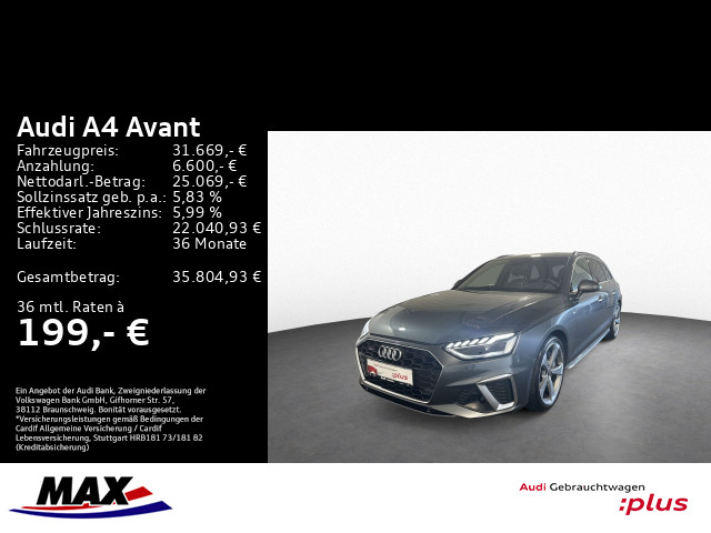 A4 Avant 45 TFSI QU S LINE LED+AHK+KAMERA+NAVI
