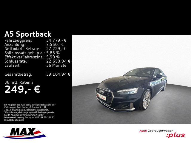 A5 Sportback 45 TFSI QUATT ADVANCED MATRIX+B&O+KAMERA