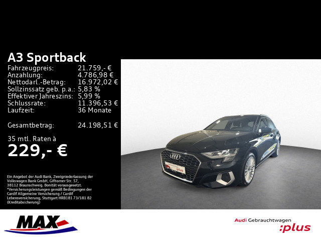 A3 Sportback 35 TDI ADVANCED LED+MMI NAVI+VCP+ALU