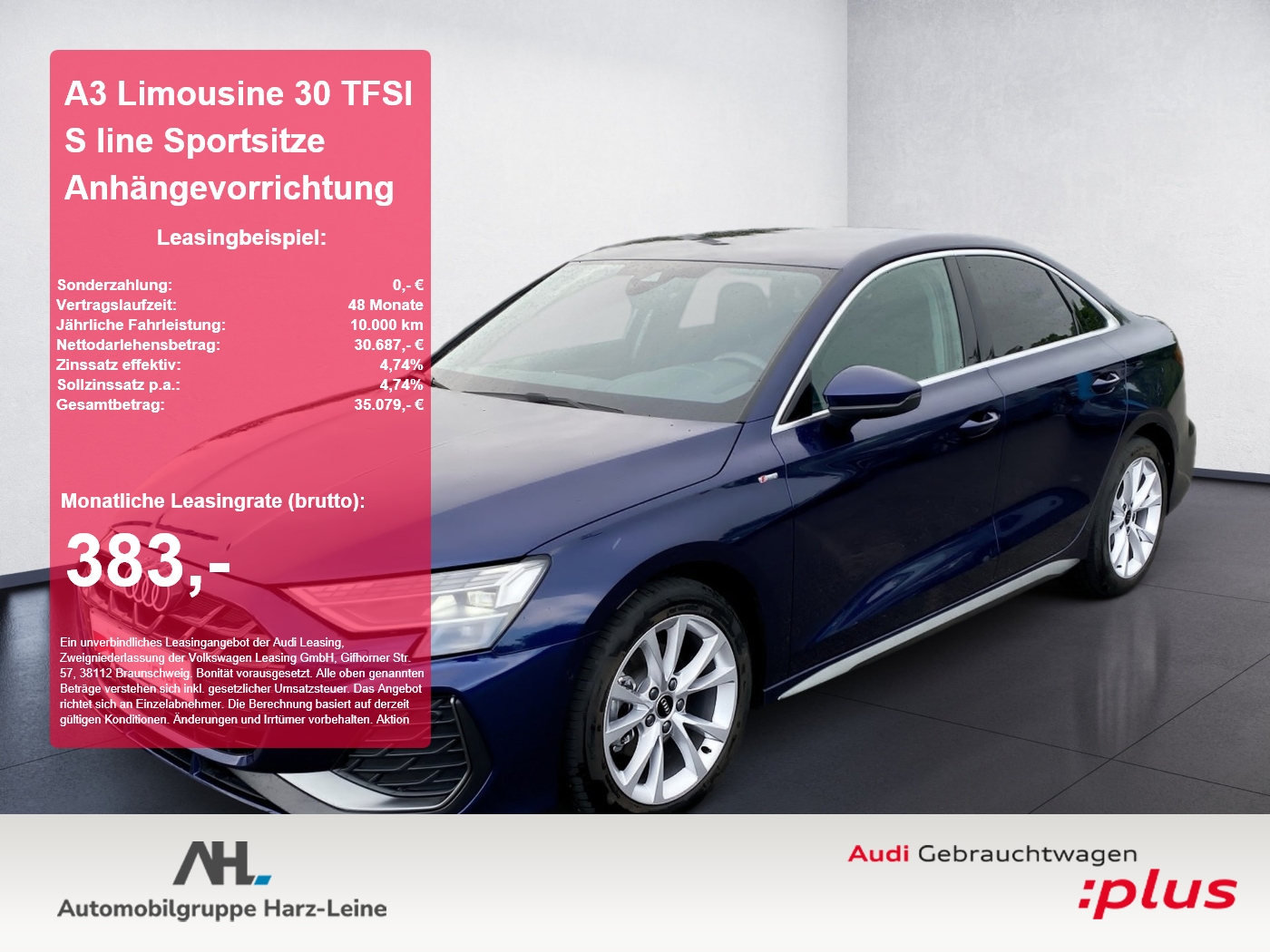 A3 Limousine 30 TFSI S line Sportsitze Anhängevorricht...