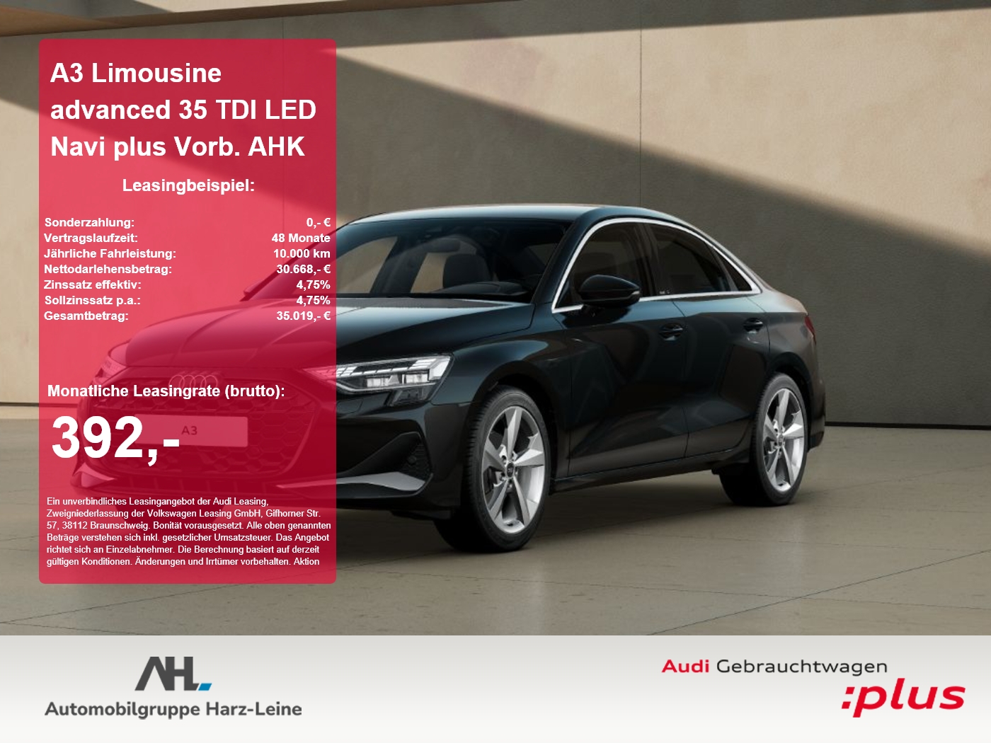 A3 Limousine advanced 35 TDI LED Navi plus Vorb. AHK
