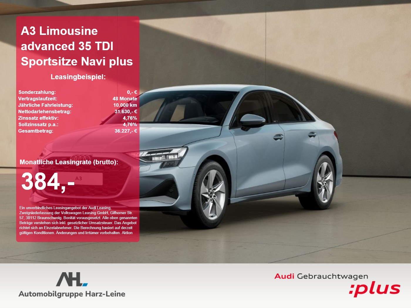 A3 Limousine advanced 35 TDI Sportsitze Navi plus