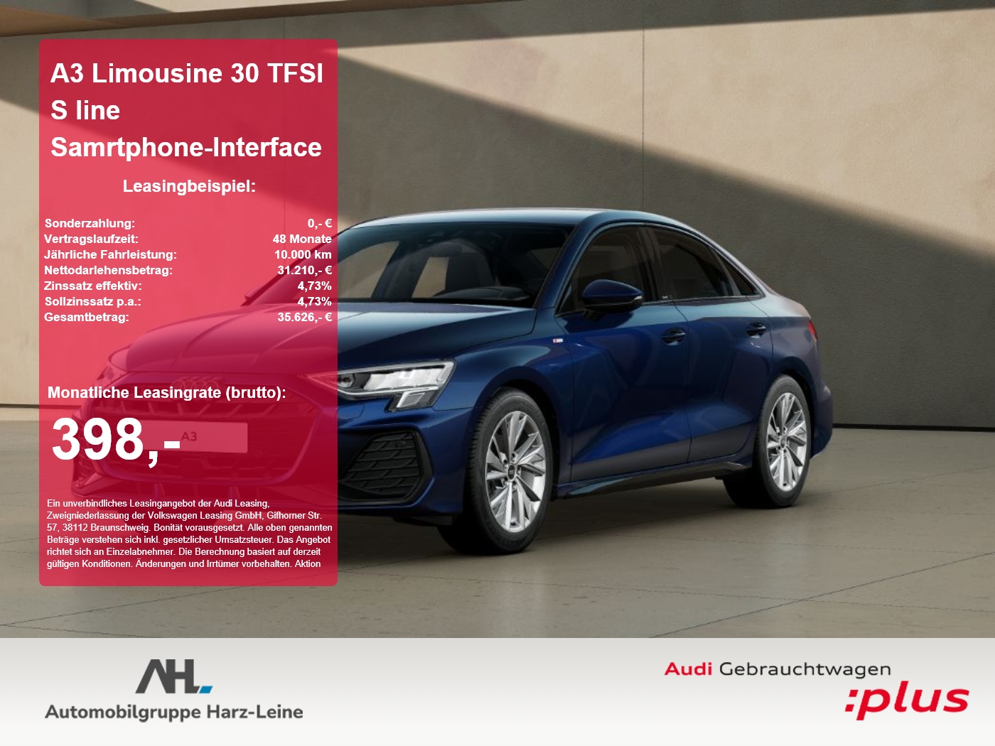 A3 Limousine 30 TFSI S line Samrtphone-Interface