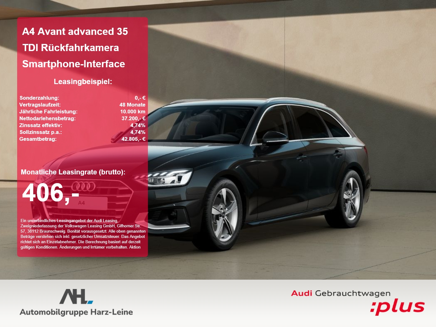 A4 Avant advanced 35 TDI R&uuml;ckfahrkamera Smartphone-Int...