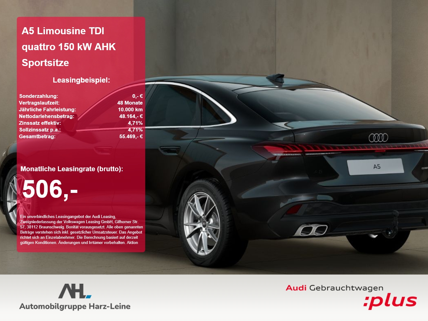 A5 Limousine TDI quattro 150 kW AHK Sportsitze Umgebung...