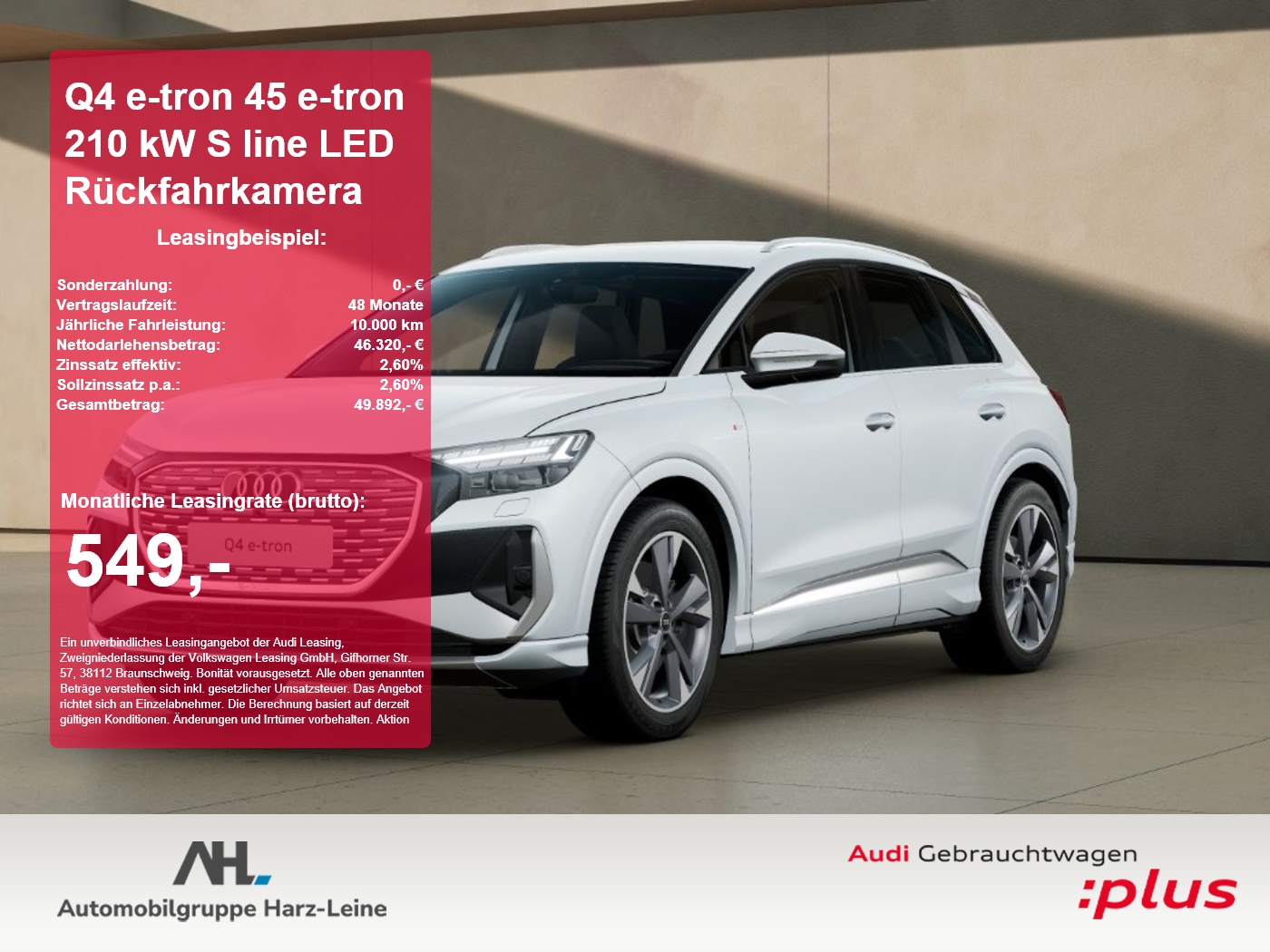 Q4 e-tron 45 e-tron 210 kW S line LED R&uuml;ckfahrkamera
