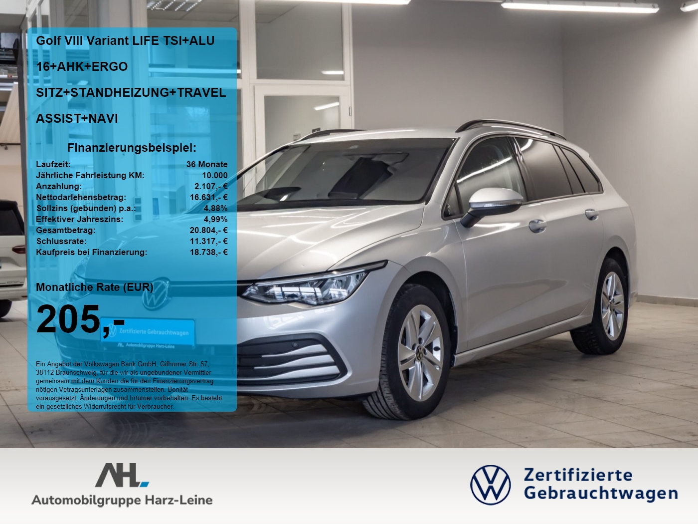 Golf VIII Variant LIFE TSI+ALU 16+AHK+ERGO SITZ+STANDHE...