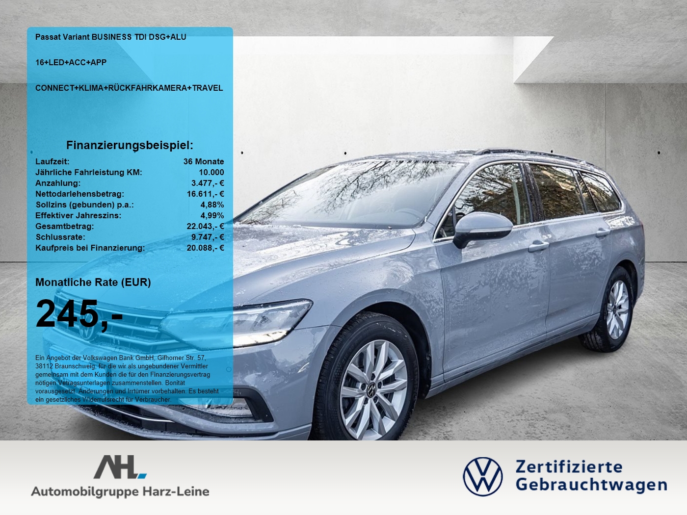 Passat Variant BUSINESS TDI DSG+ALU 16+LED+ACC+APP CONN...