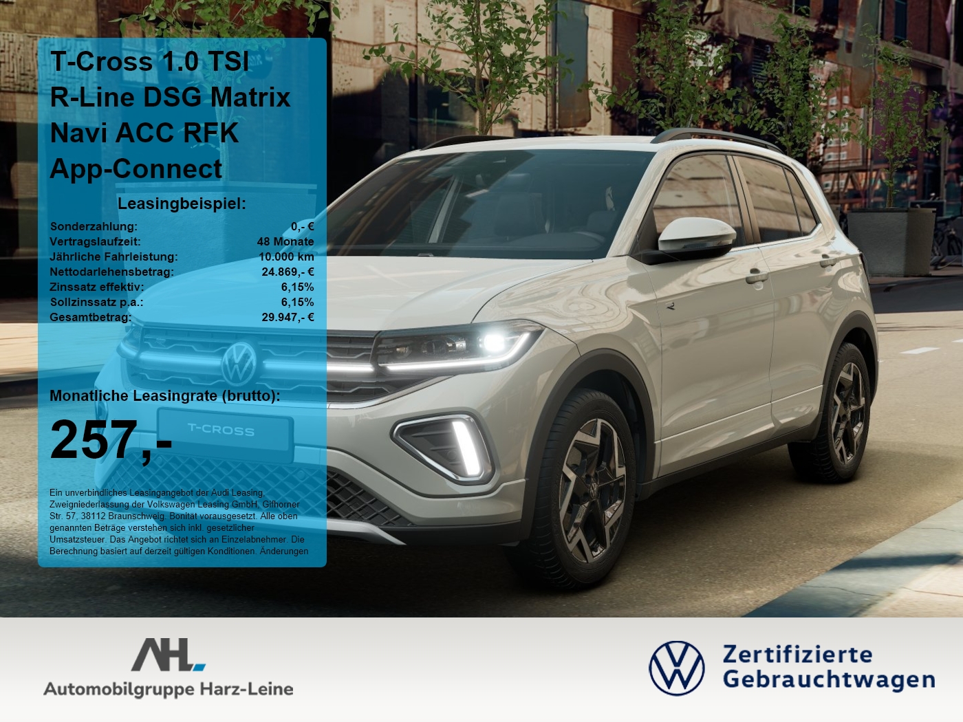 T-Cross 1.0 TSI R-Line DSG Matrix Navi ACC RFK App-Conn...