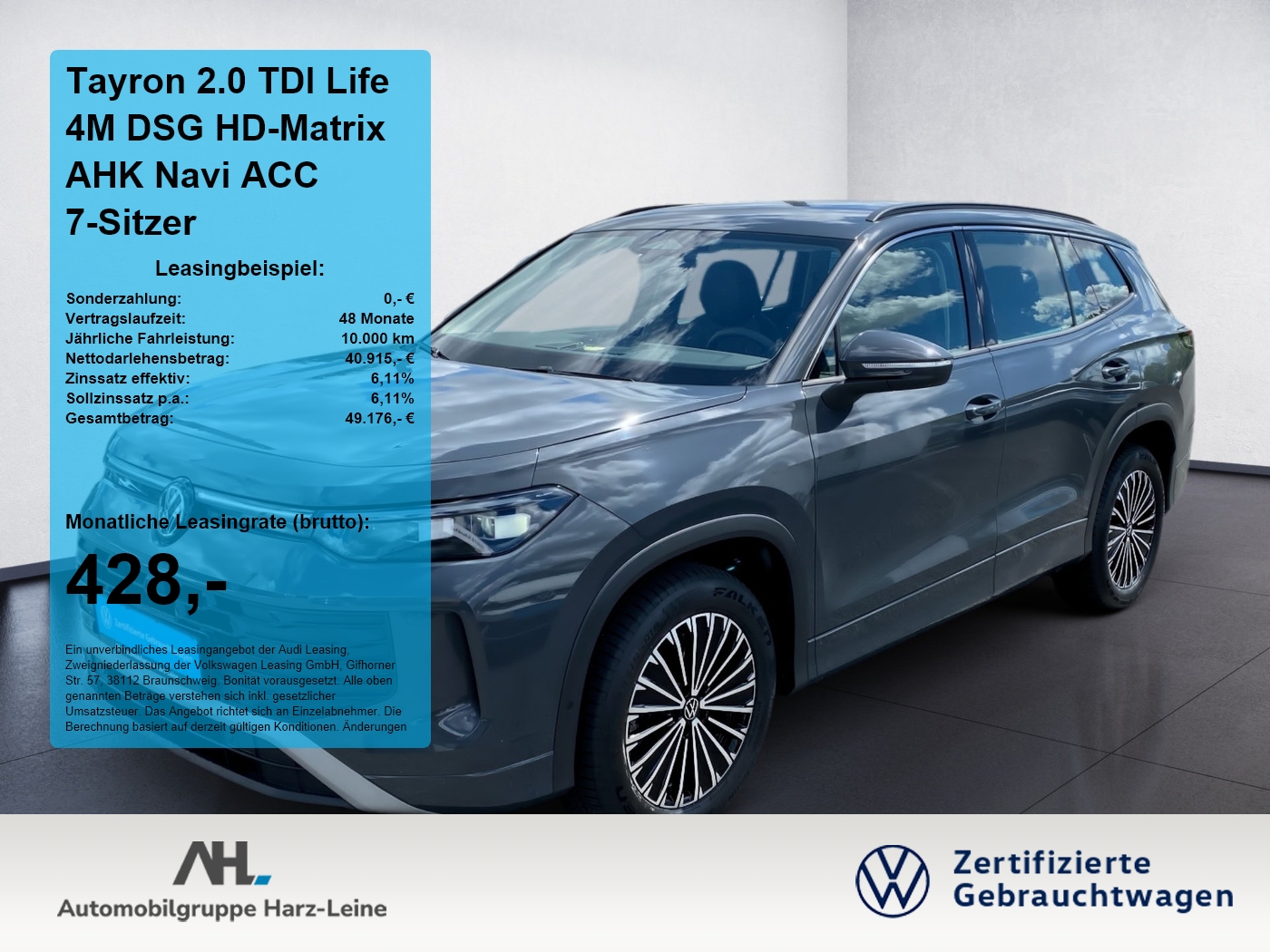 Tayron 2.0 TDI Life 4M DSG HD-Matrix AHK Navi ACC 7-Sit...