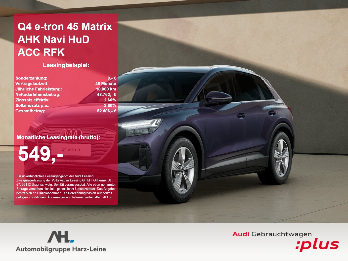 Q4 e-tron 45 Matrix AHK Navi HuD ACC RFK ACC AHK