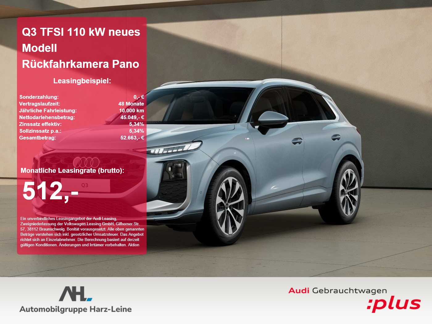 Q3 TFSI 110 kW neues Modell Rückfahrkamera Pano