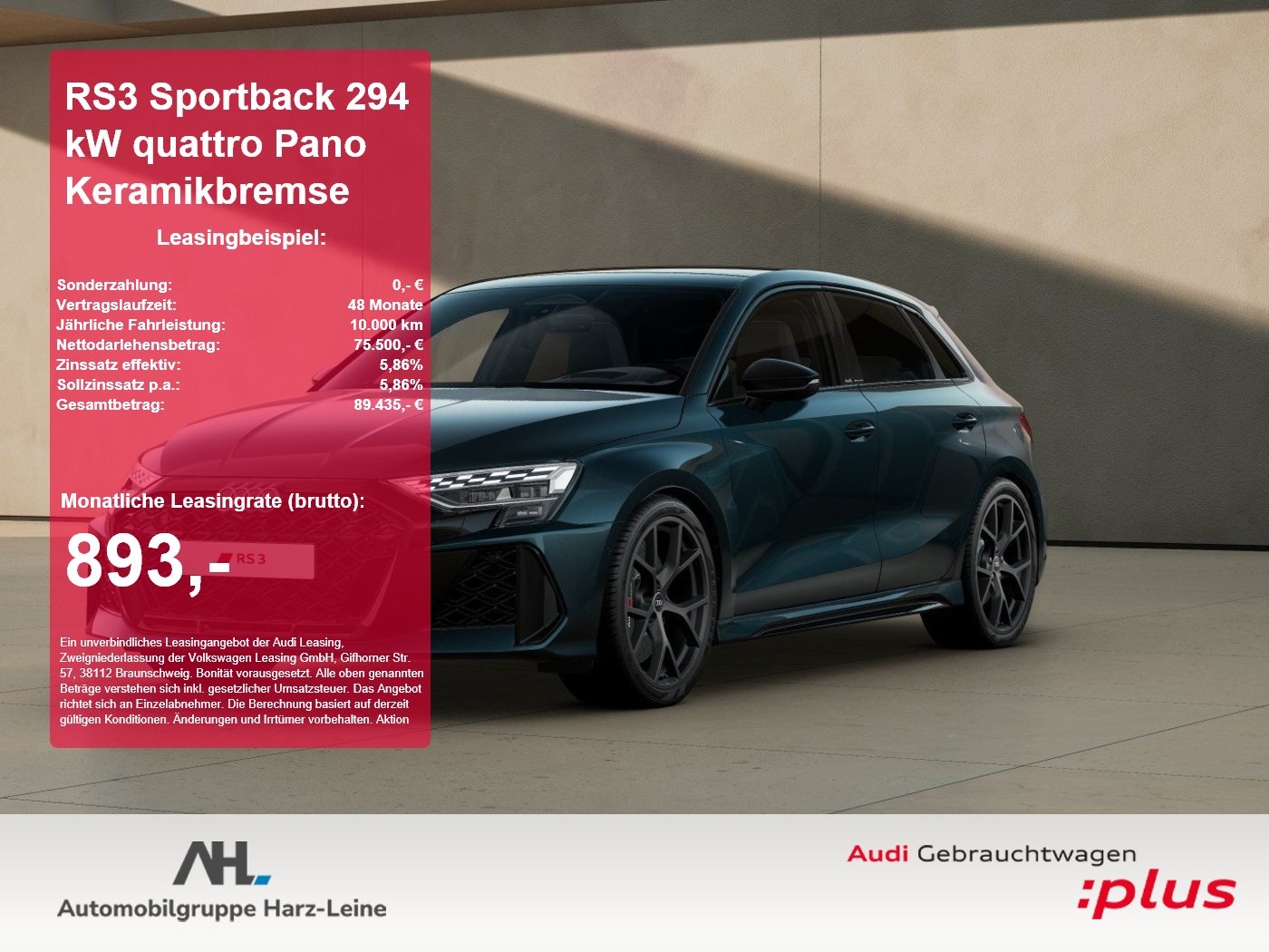 RS3 Sportback 294 kW quattro Pano Keramikbremse